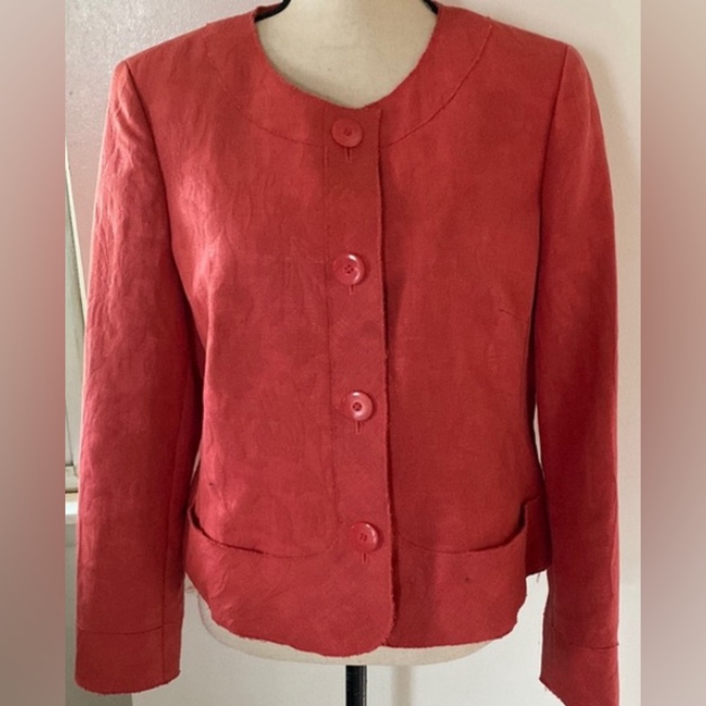 Talbots burnt orange button front blazer top